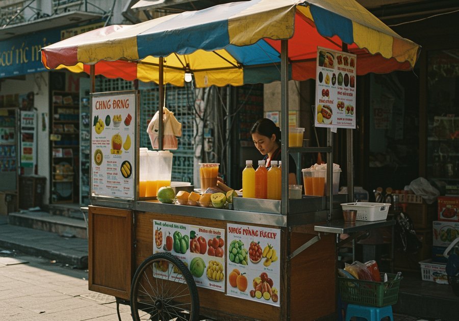 Mẫu xe nước ép trái cây đẹp phù hợp kinh doanh vỉa hè