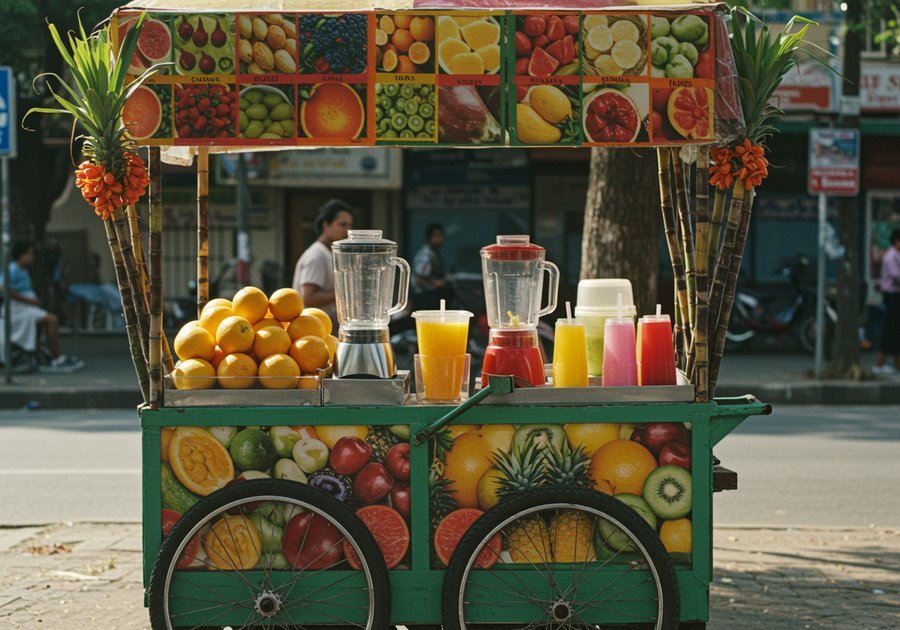 trang trí xe nước ép